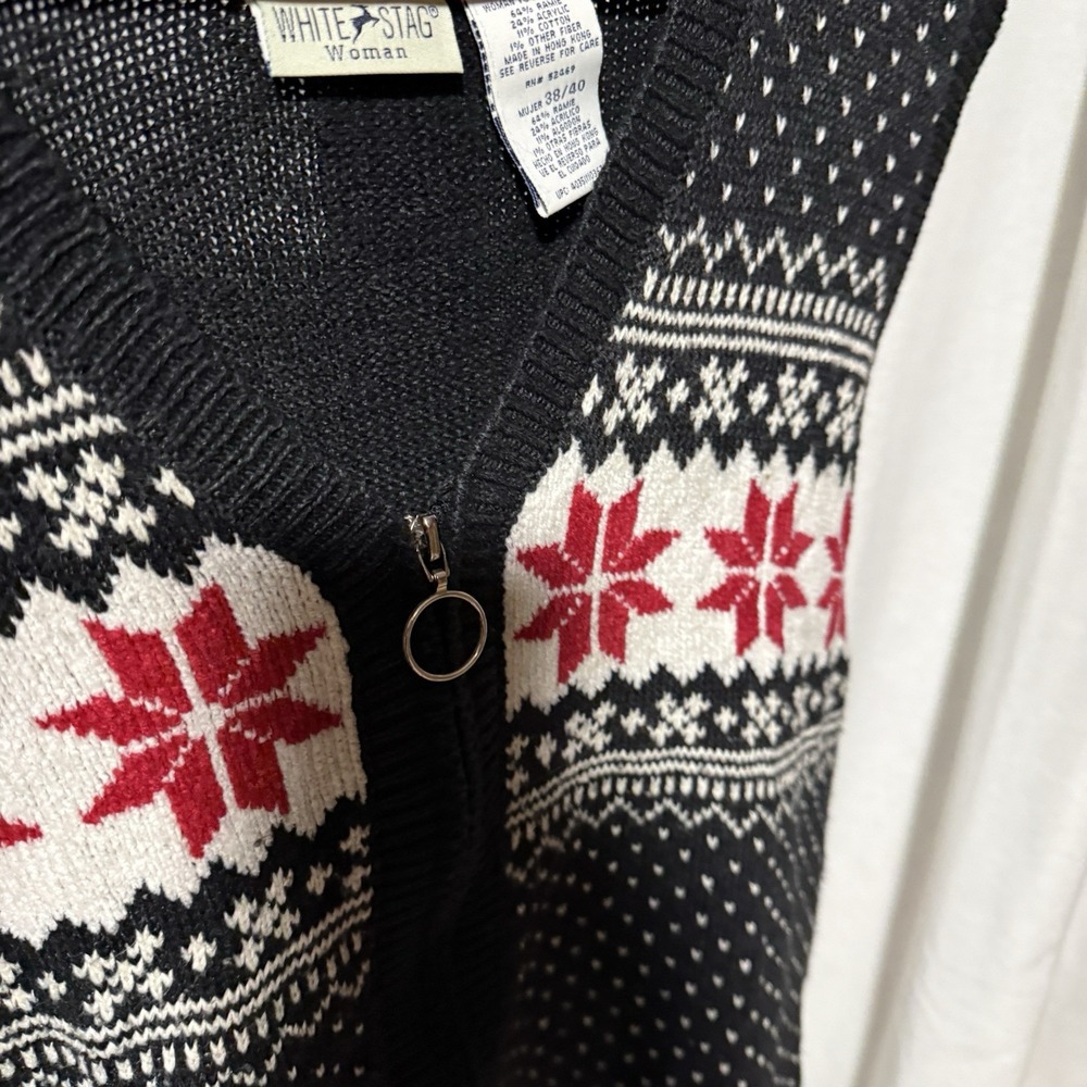 White Stag Woman Winter Sweater Vest Zip Up 1980's -18w/20w - Picture 4 of 5